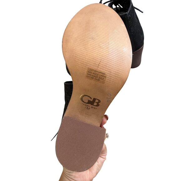 GIANNI BINI Black Laceup Peeptoe Heels Size 7 - Picture 4 of 9